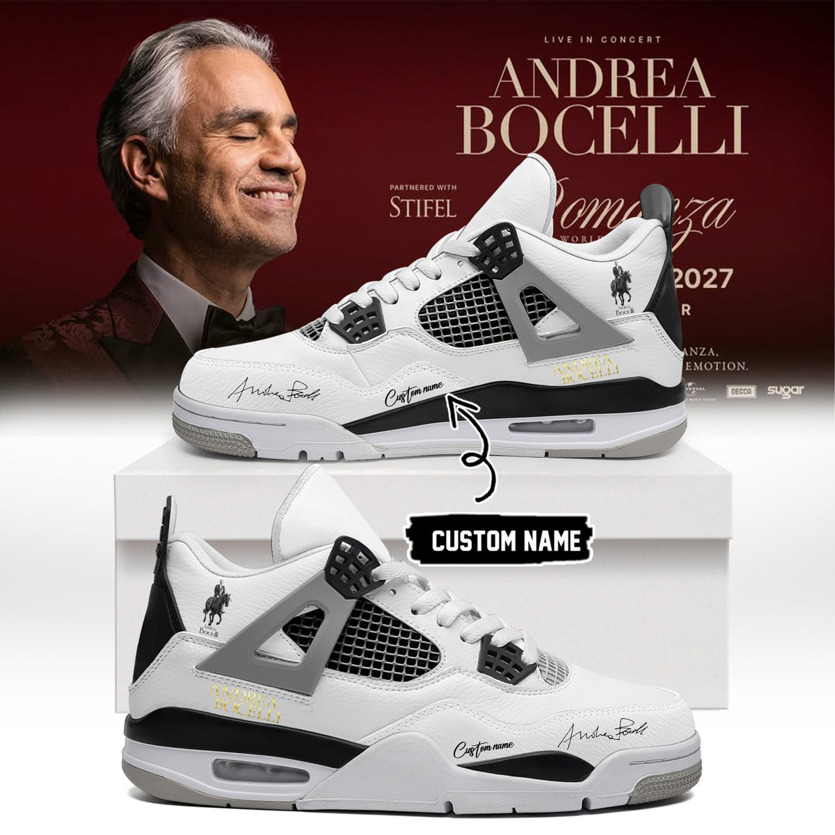Custom Andrea Bocelli Sneaker Andrea Bocelli Special Gift For Classical Music Fans - Foxy23shop
