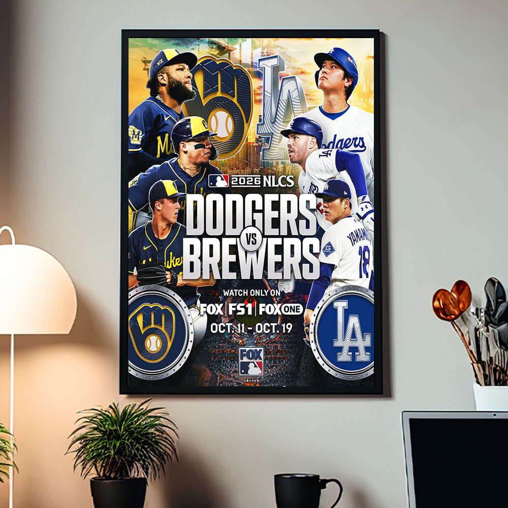 MLB Los Angeles Dodgers VS Milwaukee Brewers Rematch NLCS Poster Baseball League Poster Gifts For Fans - Foxy23shop