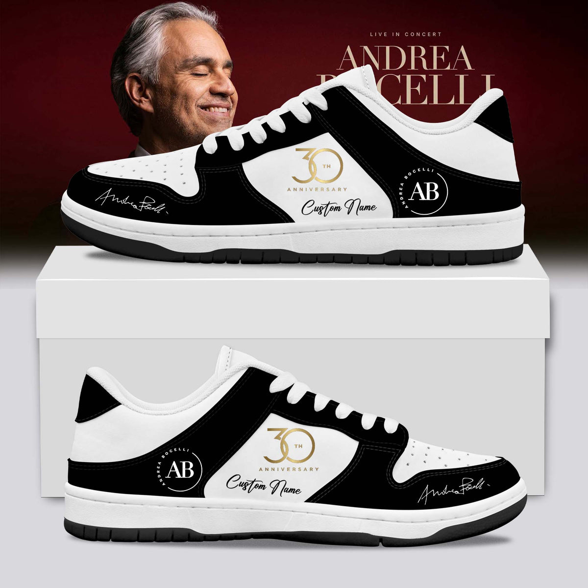 Custom Andrea Bocelli Sneaker Andrea Bocelli Unique Gift For Opera Lovers - Foxy23shop