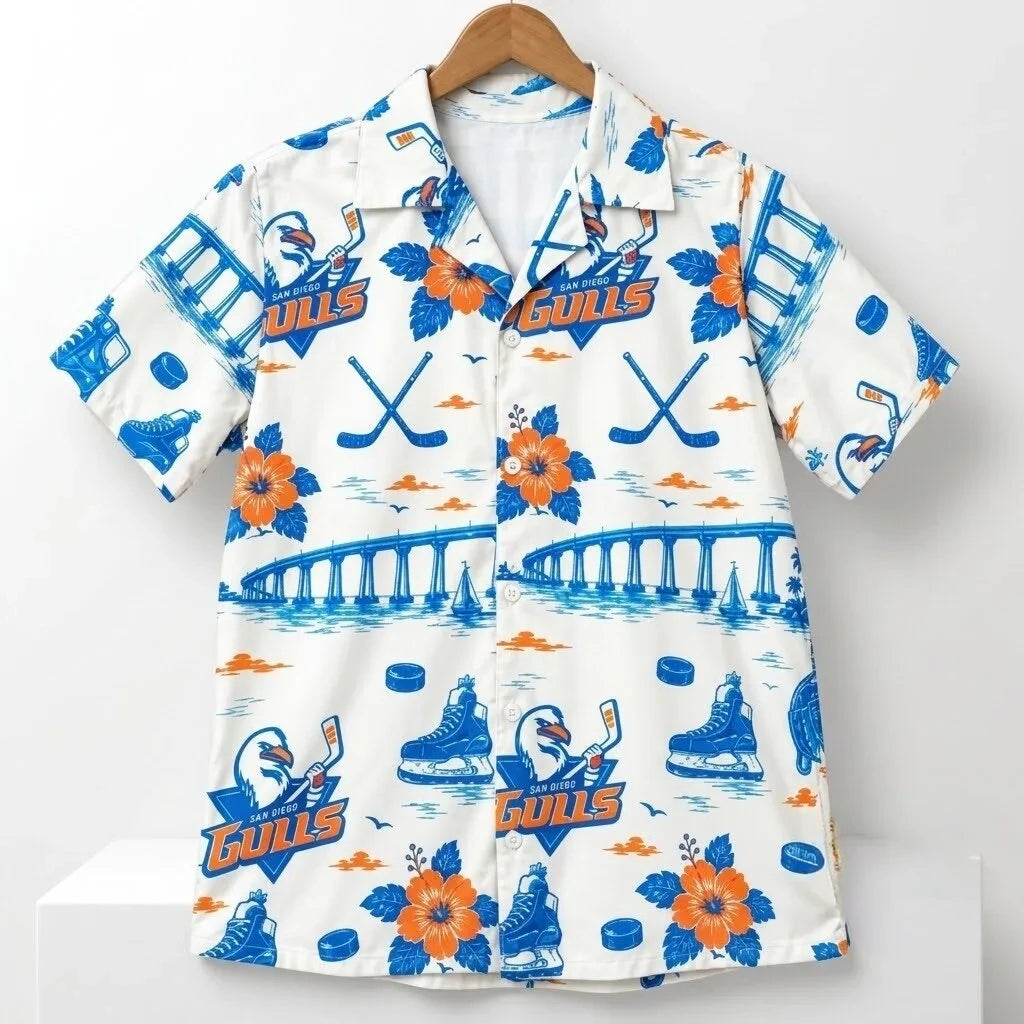 San Diego Gulls Aloha Shirt Giveaway Hawaiian Shirt San Diego Gulls Aloha Shirt Hockey Lover Gifts - Foxy23shop