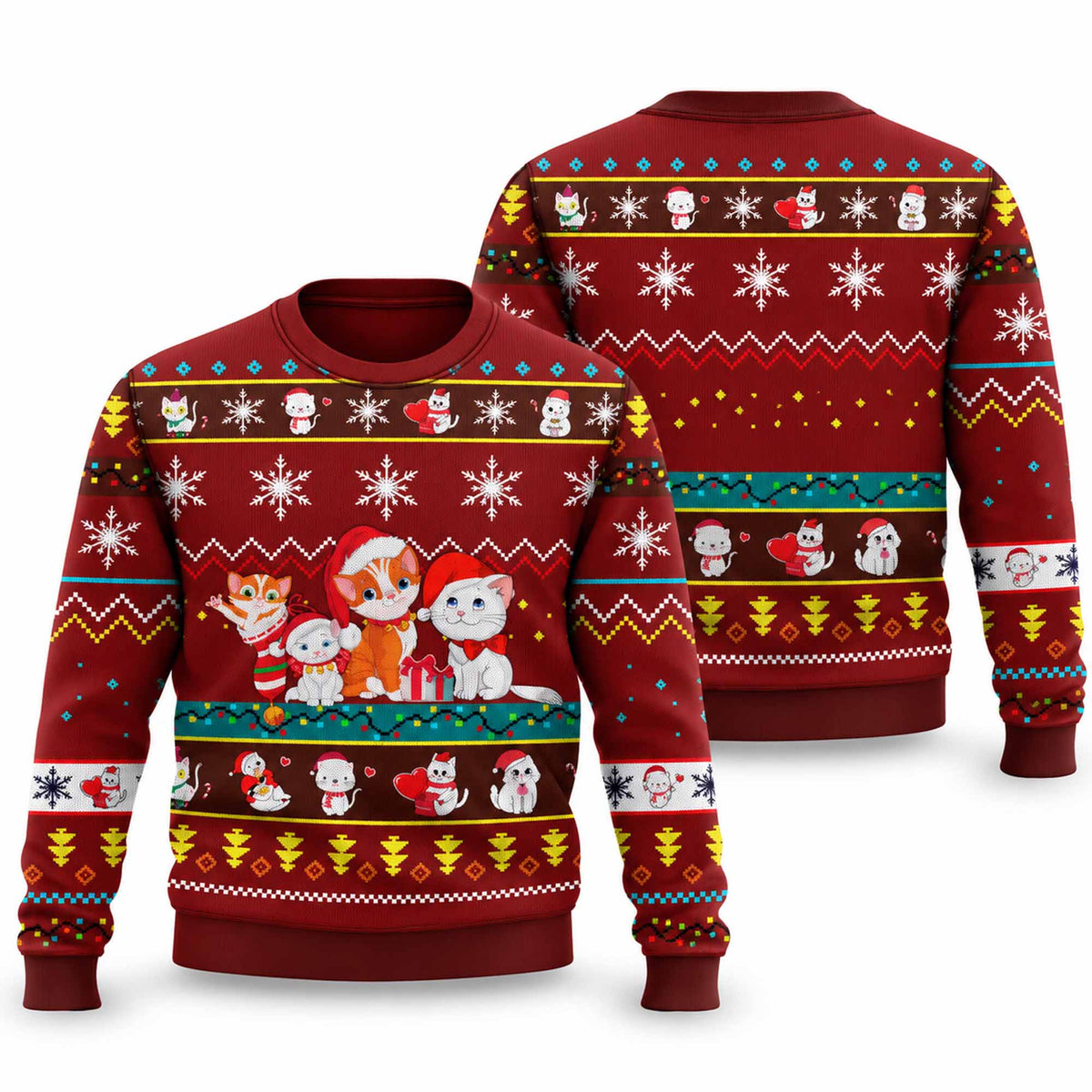 Christmas Cute Cat Ugly Sweater Xmas Clothing Cat Lover Christmas Gifts - Foxy23shop
