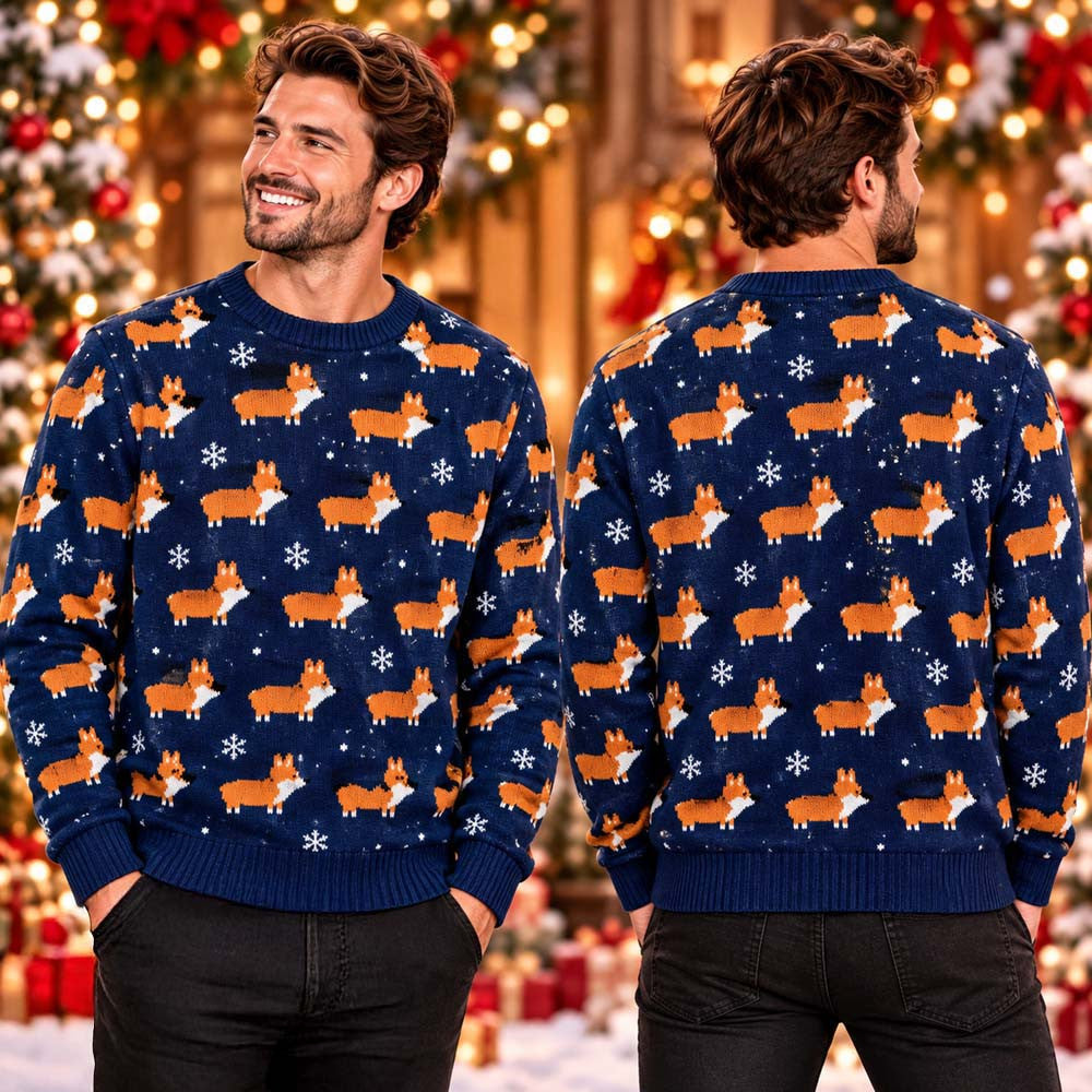Corgi Dog Pattern Ugly Christmas Sweater Christmas Apparel Corgi Lover Xmas Gifts - Foxy23shop