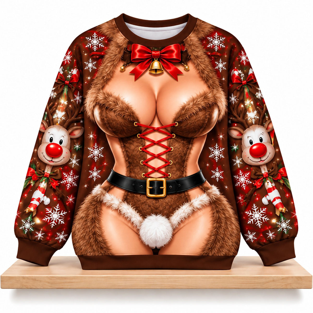 Sexy Reindeer Lingerie Christmas 2026 Ugly Sweater Funny Xmas Merch Gifts For Wife - Foxy23shop