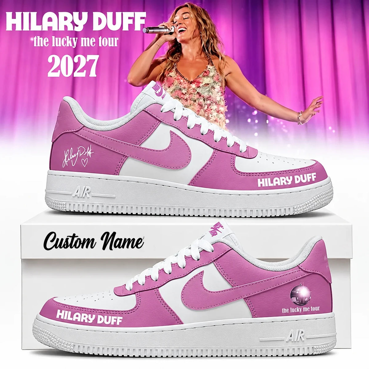 Personalized Hilary Duff The Lucky Me Tour 2027 Sneakers Hilary Duff Merch Best Fan Gifts - Foxy23shop