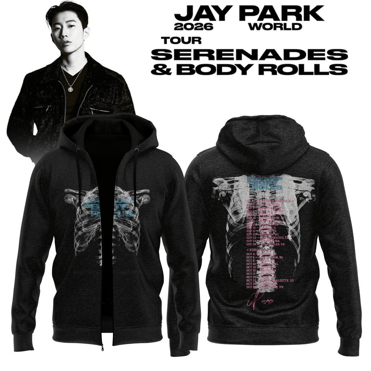 Jay Park Merch 2026 Serenades Body Rolls World Tour Zip Hoodie Best Presents For JayWalkers - Foxy23shop