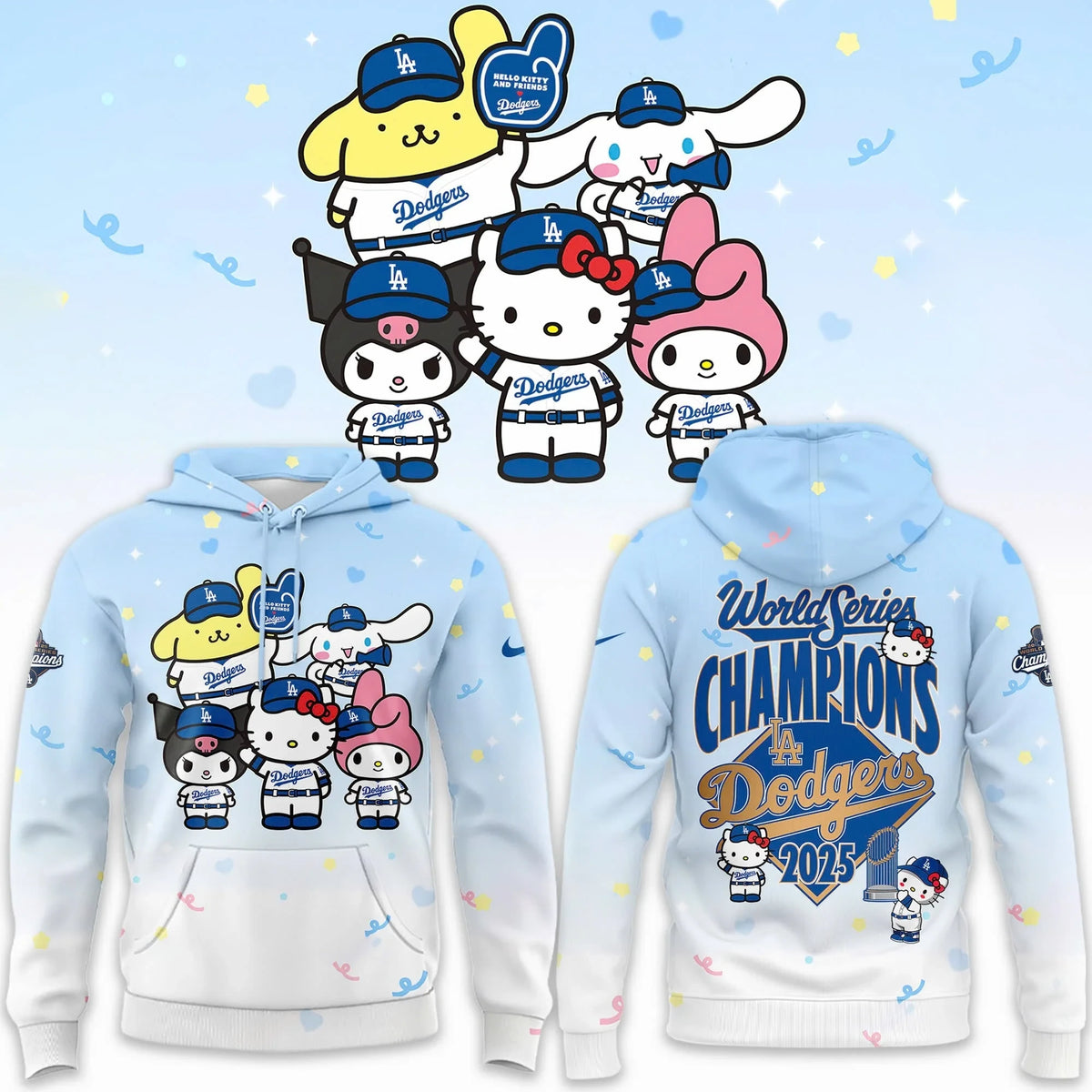 Hello Kitty x Dodgers Hoodie Dodgers Merch Special Gift For Loyal Fans - Foxy23shop