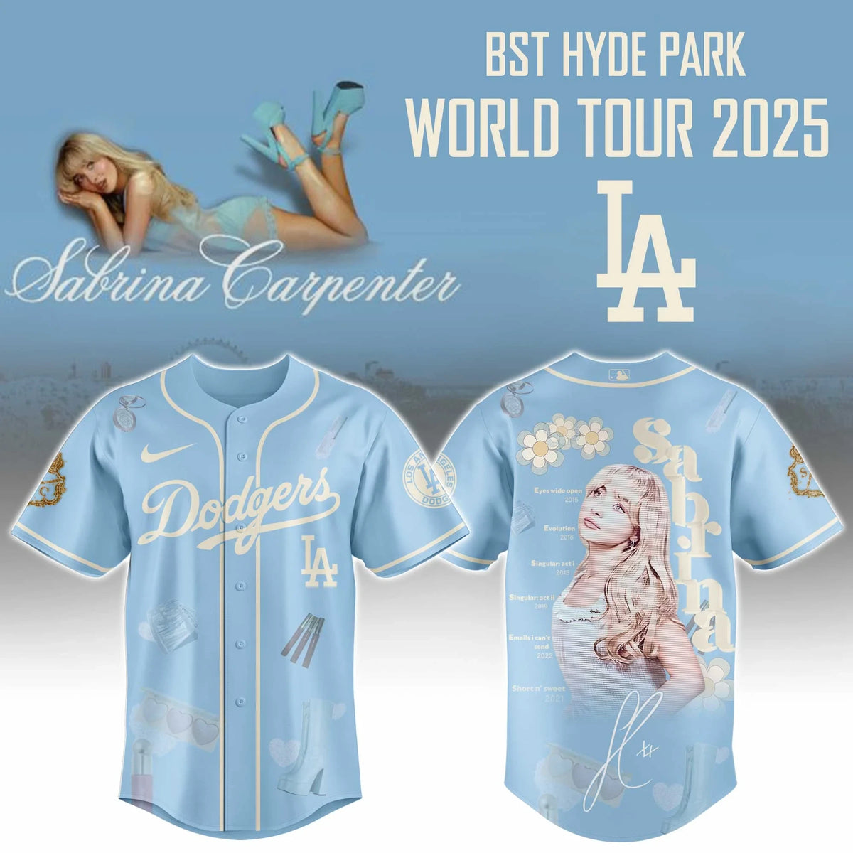 LA Dodgers X Sabrina Carpenter Jersey Shirt Dodgers Classic Apparel Special Gift For Fans - Foxy23shop