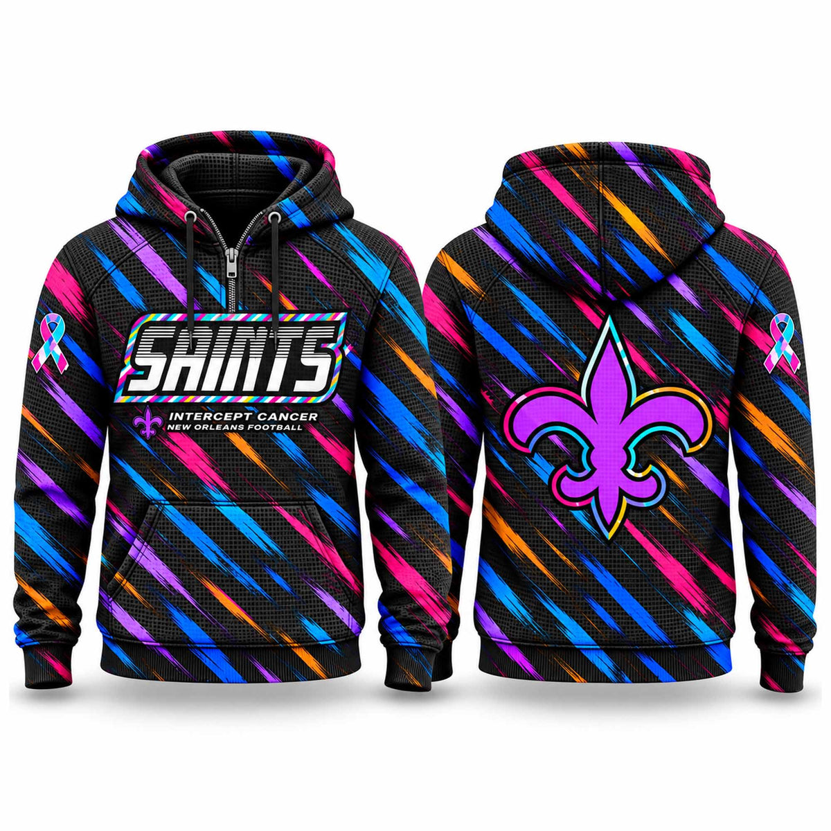 New Orleans Saints Football 2026 Crucial Catch Half Zip Hoodie New Orleans Saints Merch Fan Gear - Foxy23shop