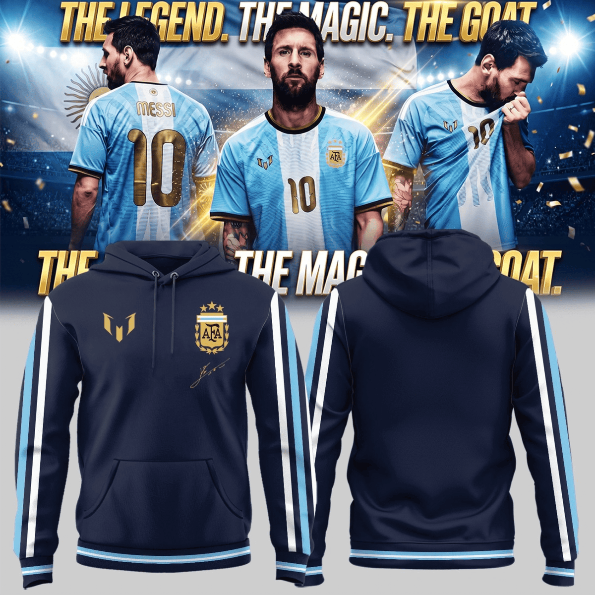 Lionel Messi A Legacy Of Greatness GOAT Hoodie Lionel Messi Apparel Fan Gear - Foxy23shop