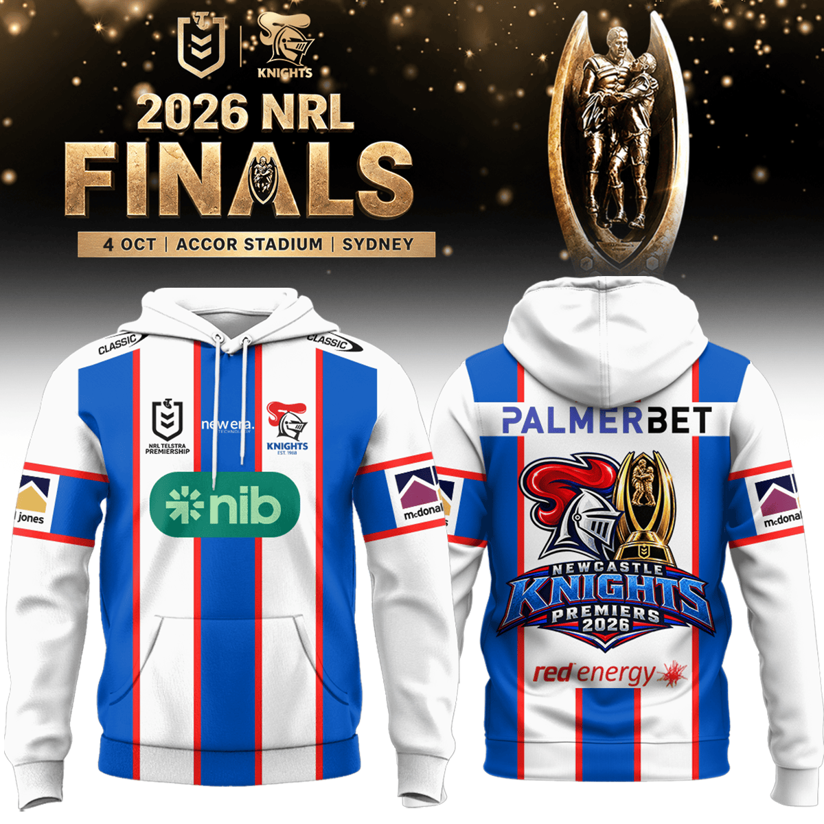 Newcastle Knights 2026 NRL Premiers Hoodie Best Newcastle Knights Apparel Rugby Lover Gifts - Foxy23shop