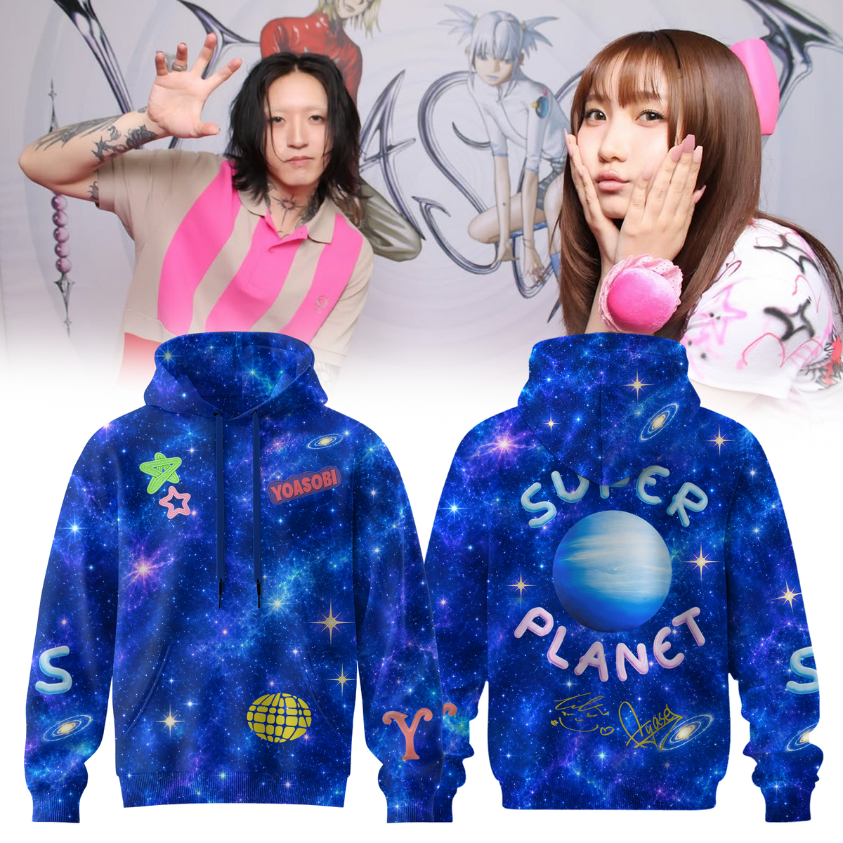 Yoasobi Store Merch Super Planet Tour Signature Hoodie Yoasobi Hooded Sweatshirt - Foxy23shop