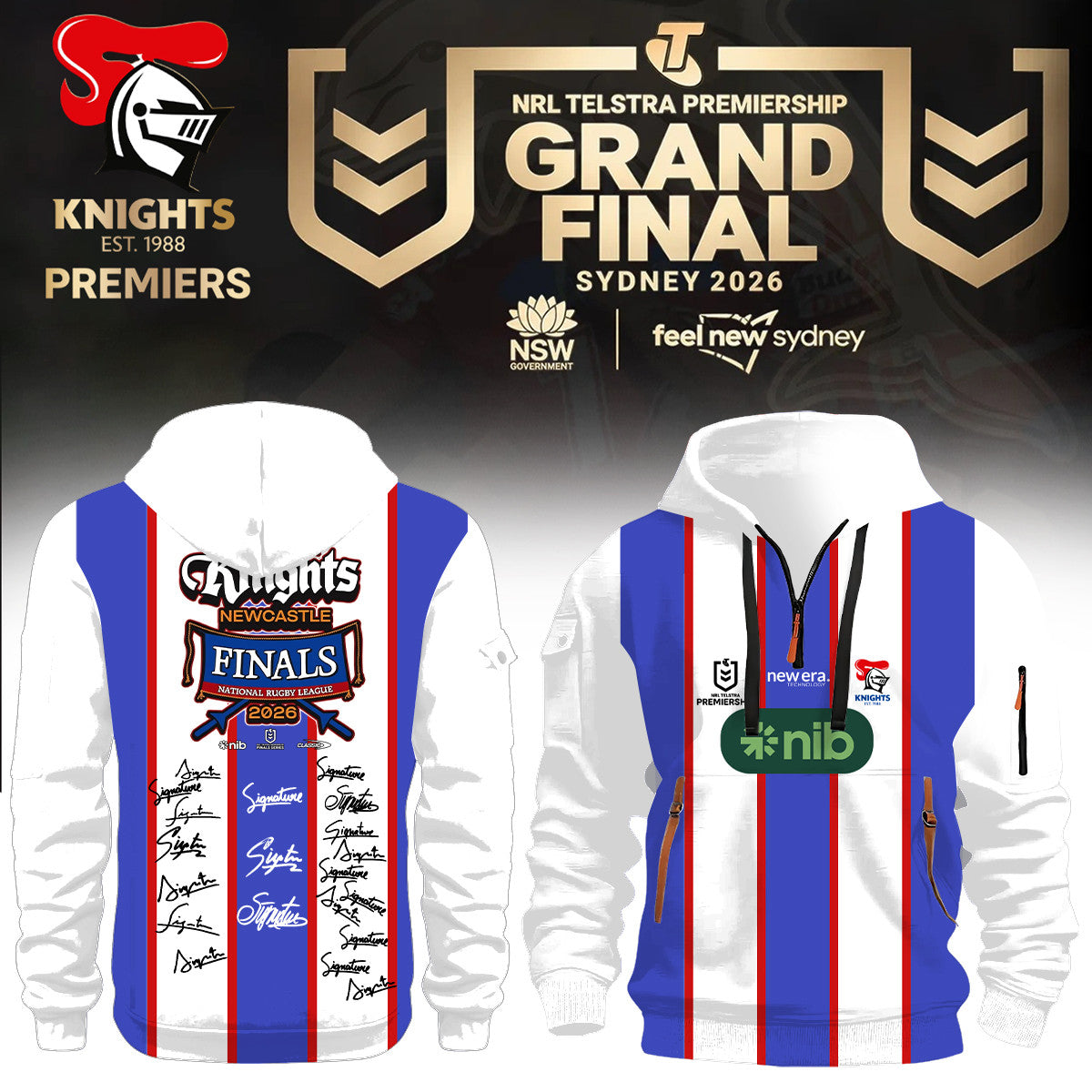 Newcastle Knights 2026 NRL Grand Final Half Zip Hoodie Best Newcastle Knights Apparel - Foxy23shop