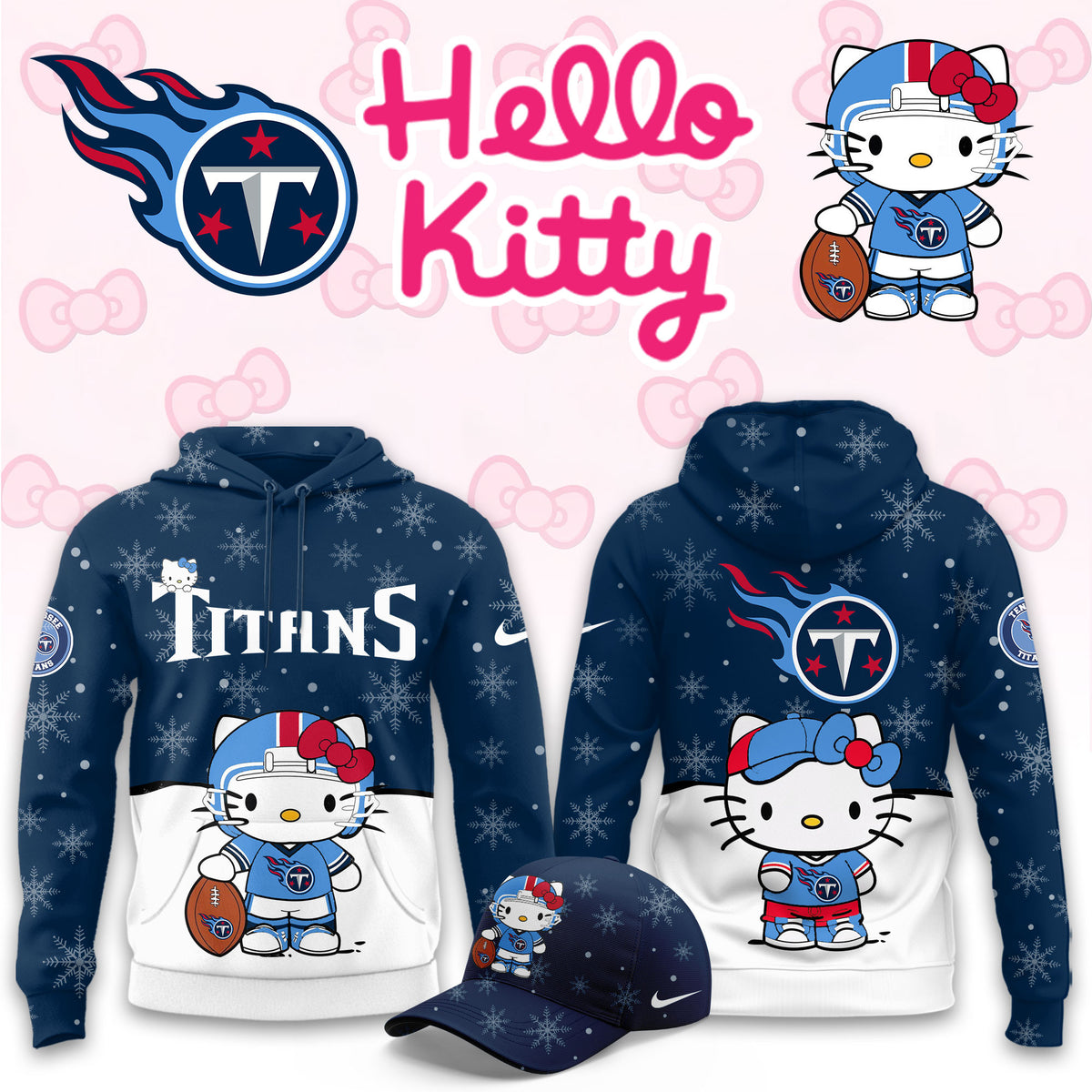 Tennessee Titans x Hello Kitty 2026 Hoodie Tennessee Titans Hooded Sweatshirt Best Gift For Fans - Foxy23shop