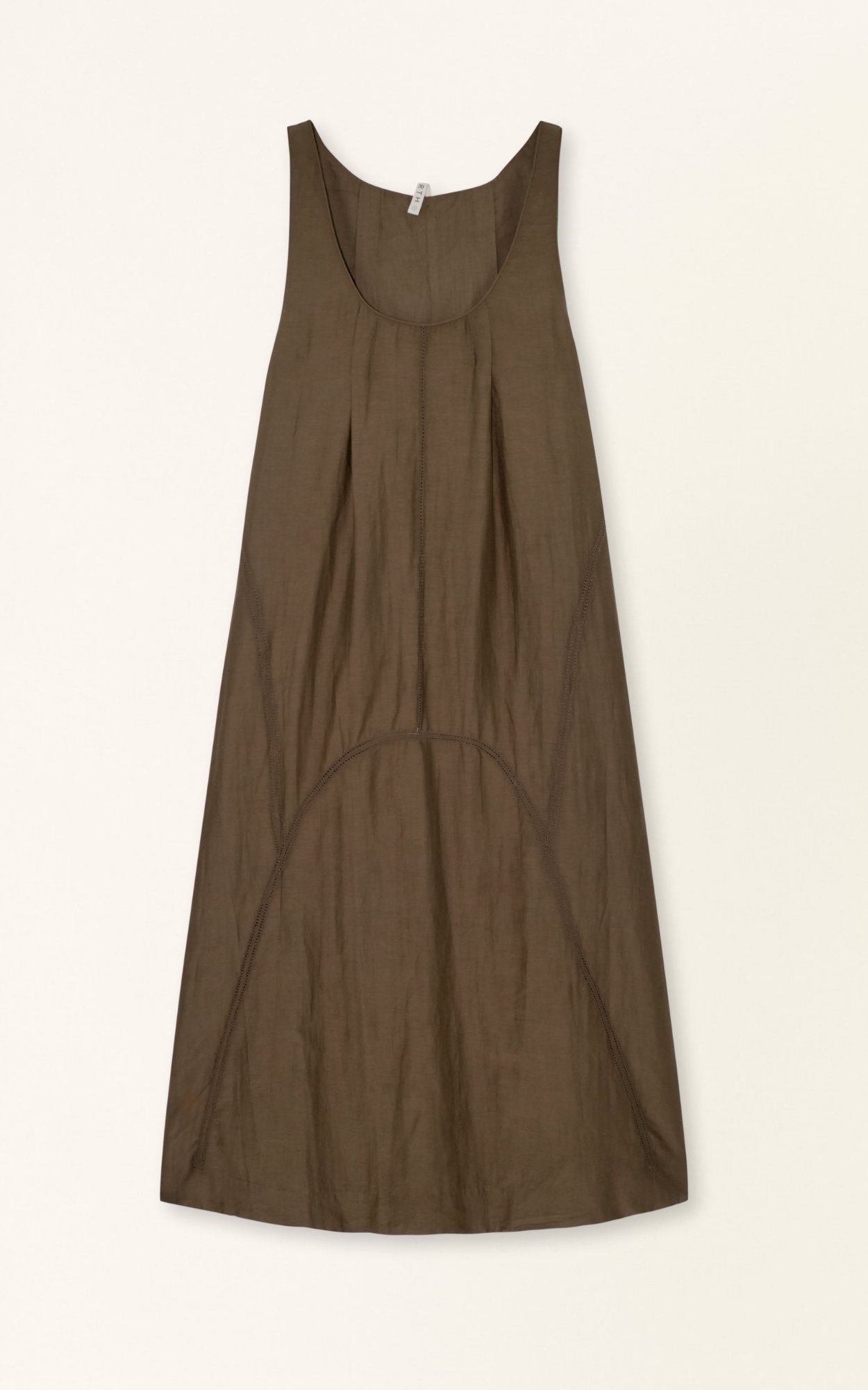 Brown cotton dress on a hanger in store