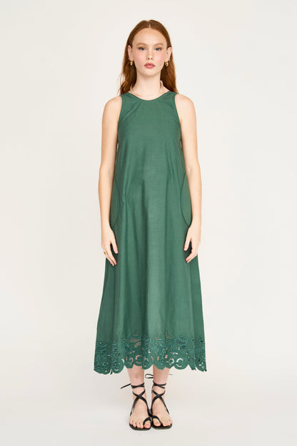 Cotton midi dress on a hanger in store