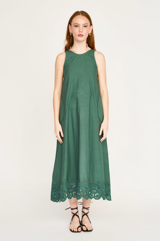 Cotton midi dress on a hanger in store