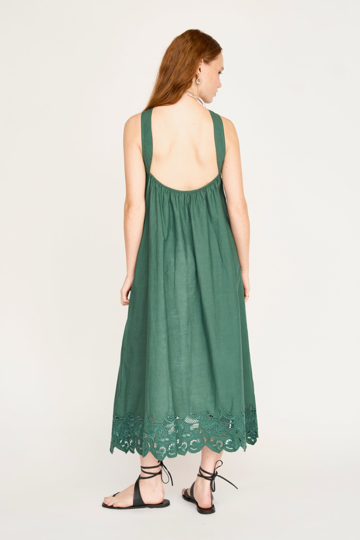 Cotton midi dress on a hanger in store