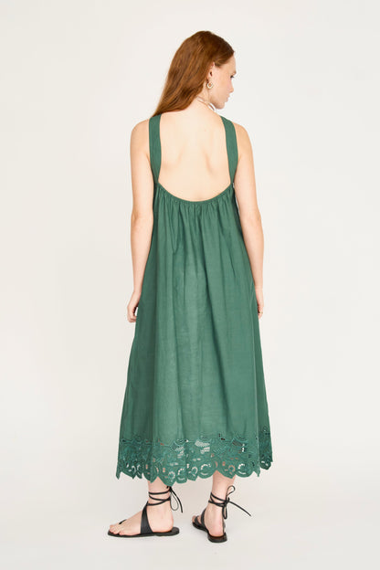 Cotton midi dress on a hanger in store
