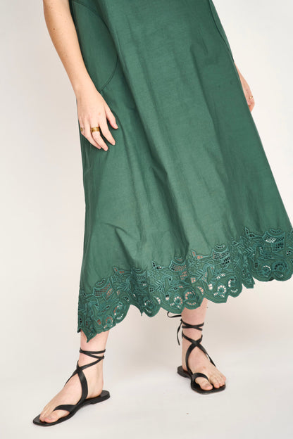 Cotton midi dress on a hanger in store