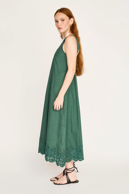 Cotton midi dress on a hanger in store