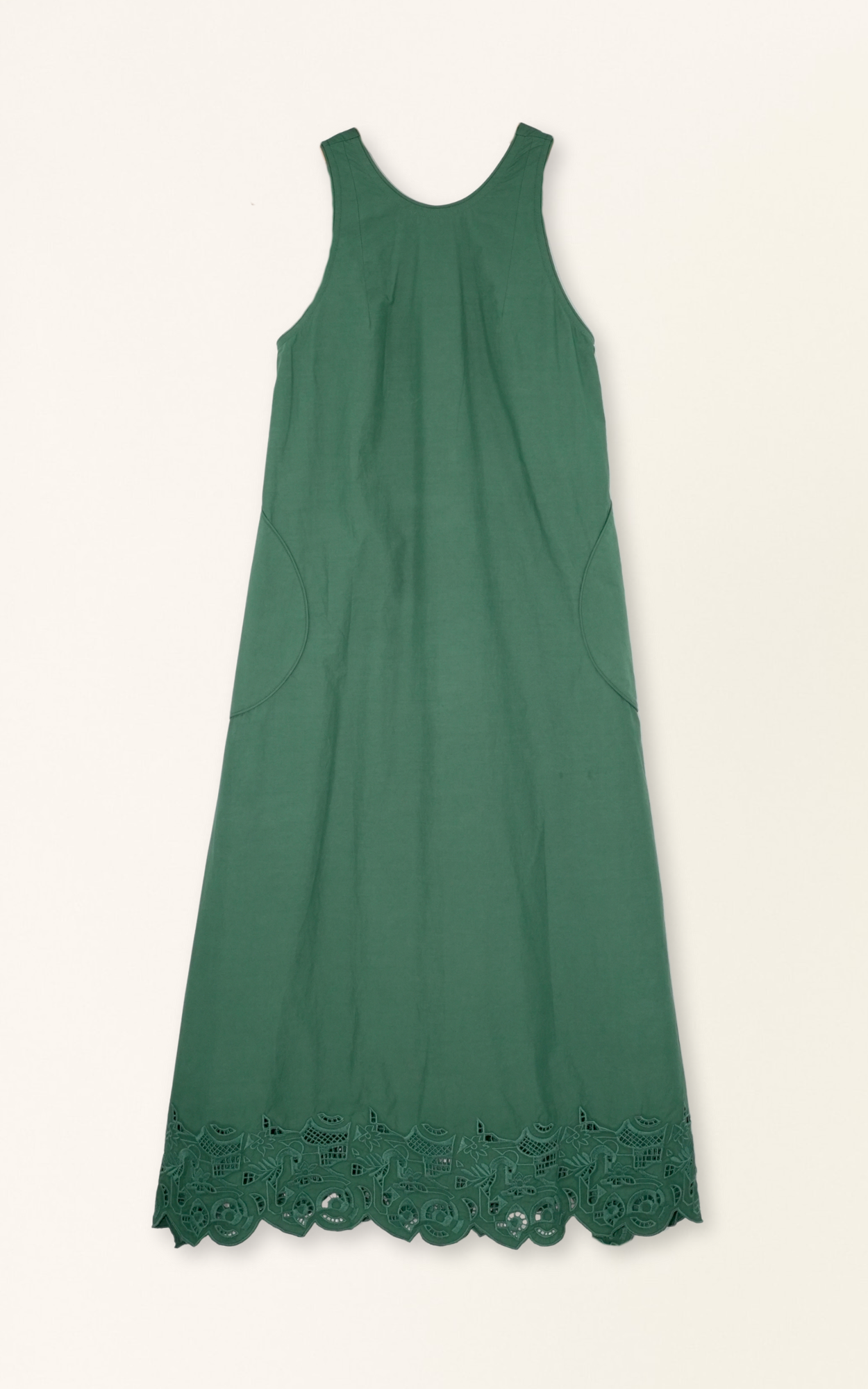 Cotton midi dress on a hanger in store