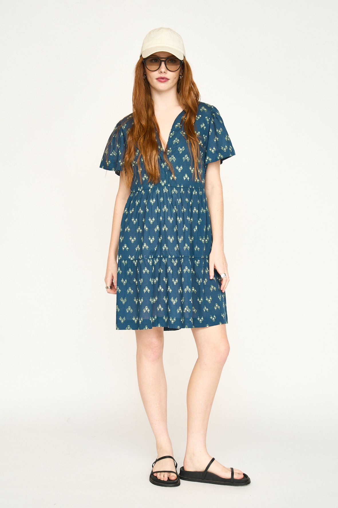 Cotton short dress on a hanger in store