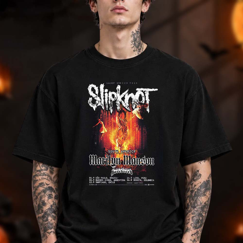 Marilyn Manson With Slipknot Tour Dates South America 2027 T-Shirt Gifts For Marilyn Manson Lovers