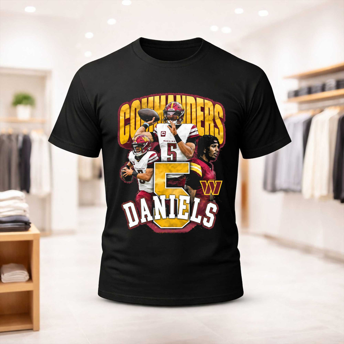 Washington Commanders Rachaad White Jayden Daniels No 5 T-Shirt Commanders Clothes Fan Gear