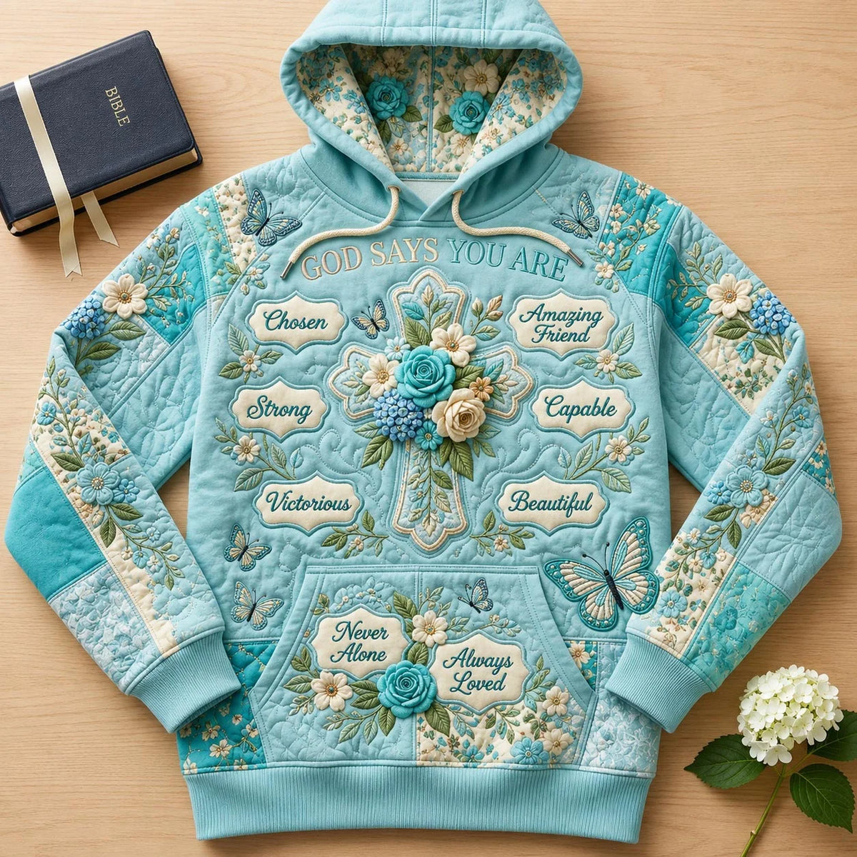 Chosen And Loved Butterfly Hoodie Christian Hooded Sweatshirt Gift For Sister