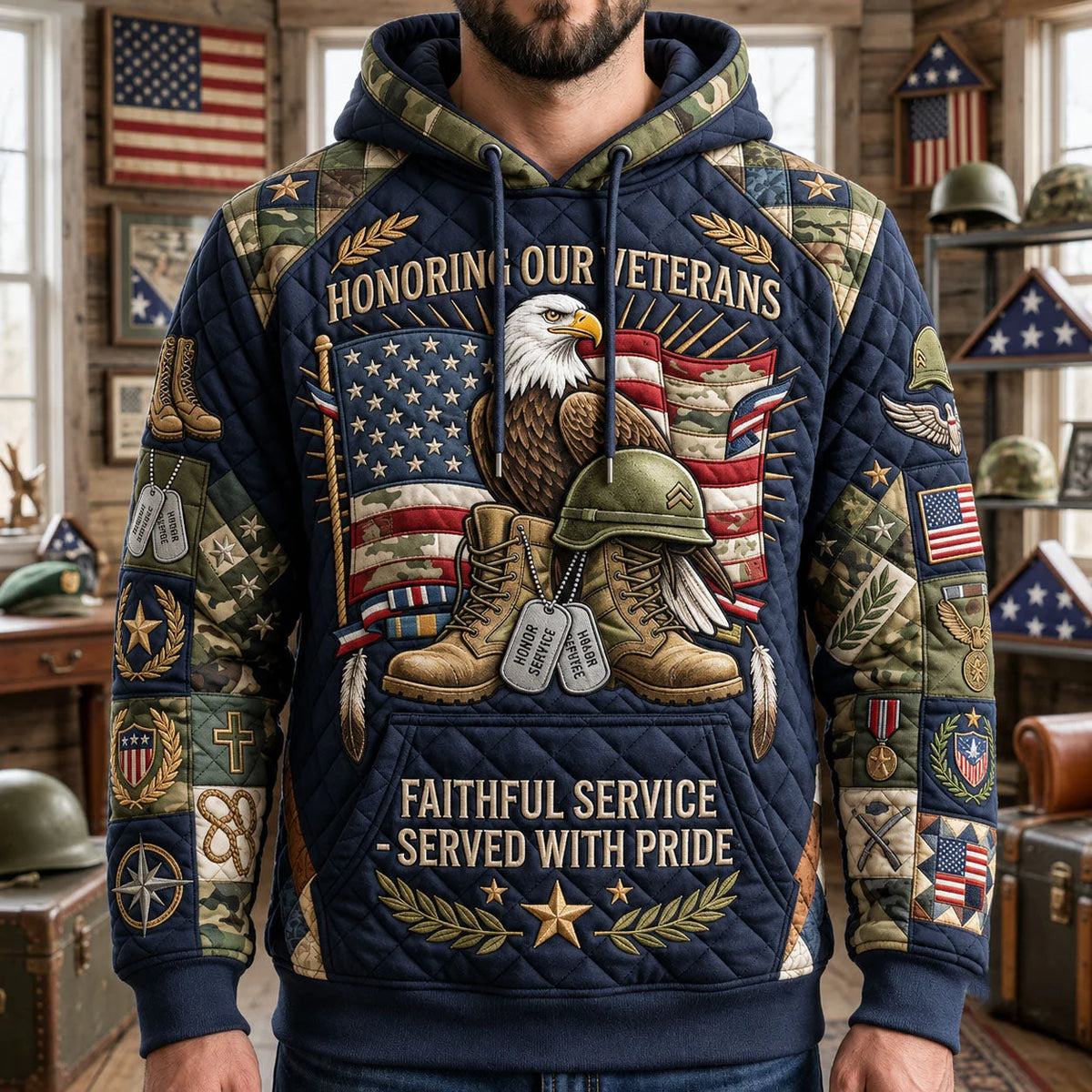 Honoring Our Veterans Eagle Hoodie Veteran Apparel Unique Gift For Father