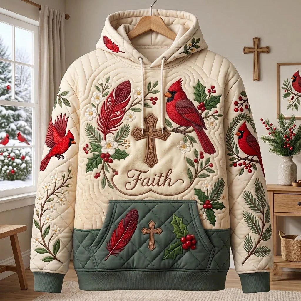 Cardinal Bird Faith Hoodie Christmas Apparel Best Xmas Gifts For Christians