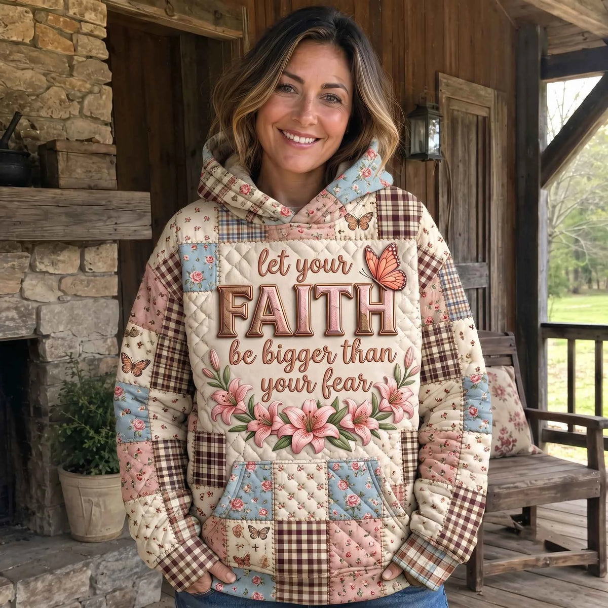 Let Your Faith Be Bigger Than Your Fear Floral Hoodie Christian Apparel Religious Gift