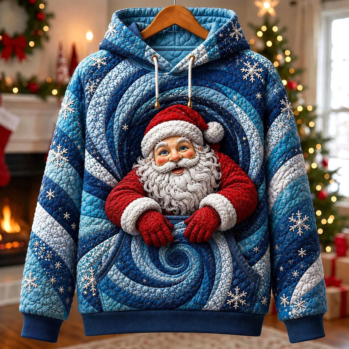 Santa Workshop Swirl Hoodie Christmas Apparel Holiday Clothing