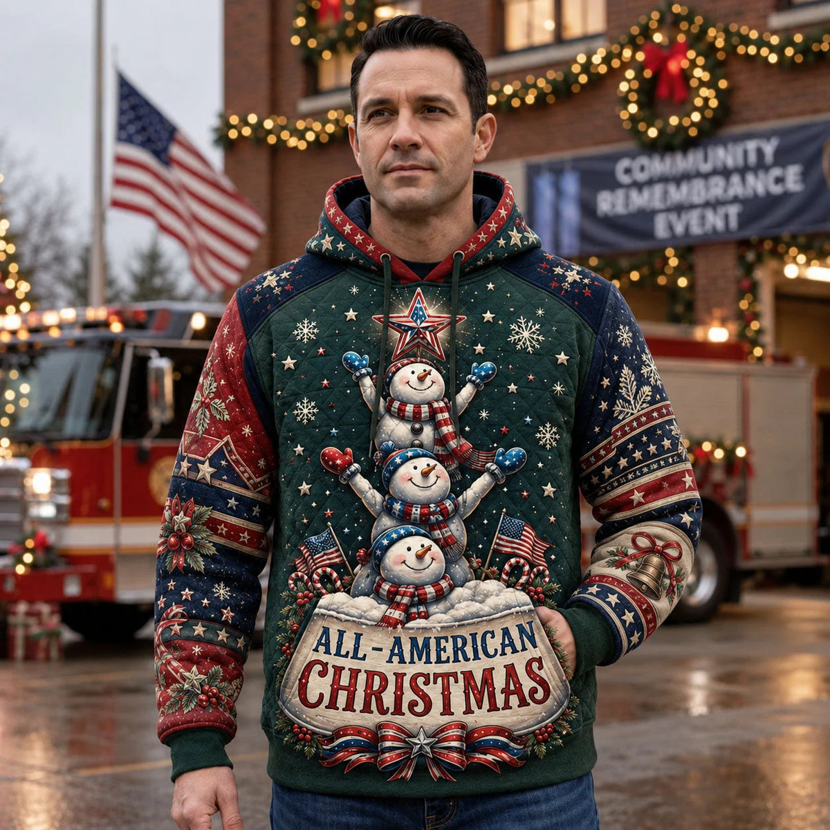 All American Christmas Hoodie Holiday Clothing Xmas Gift For Husband