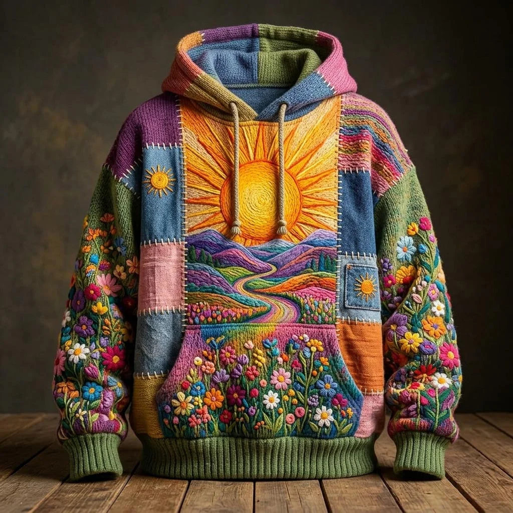 Boho Patchwork Hoodie Grandmacore Aesthetic Apparel Cool Gifts For Mother