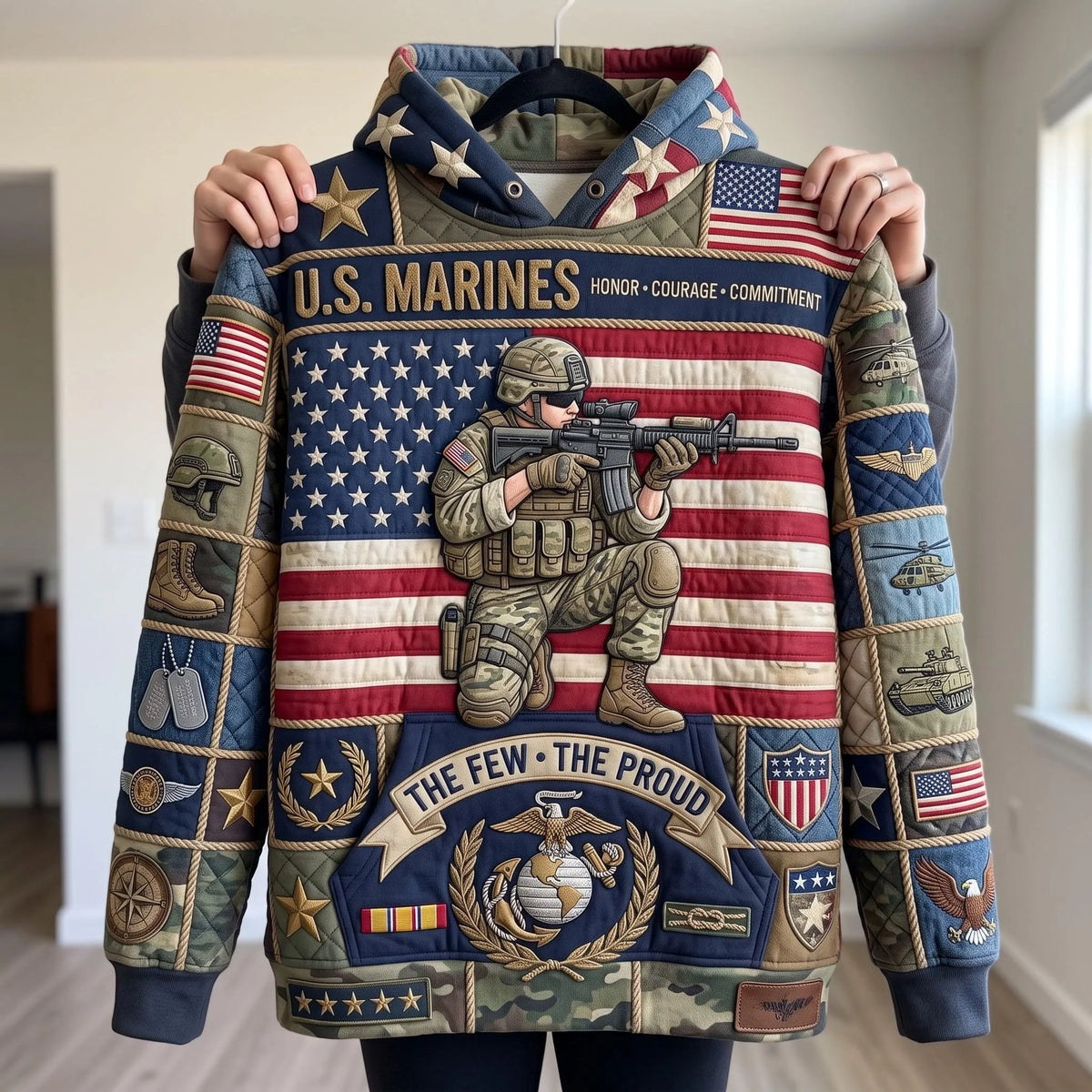 US Marines Pride Hoodie US Marines Hooded Sweatshirt Gift For Husband