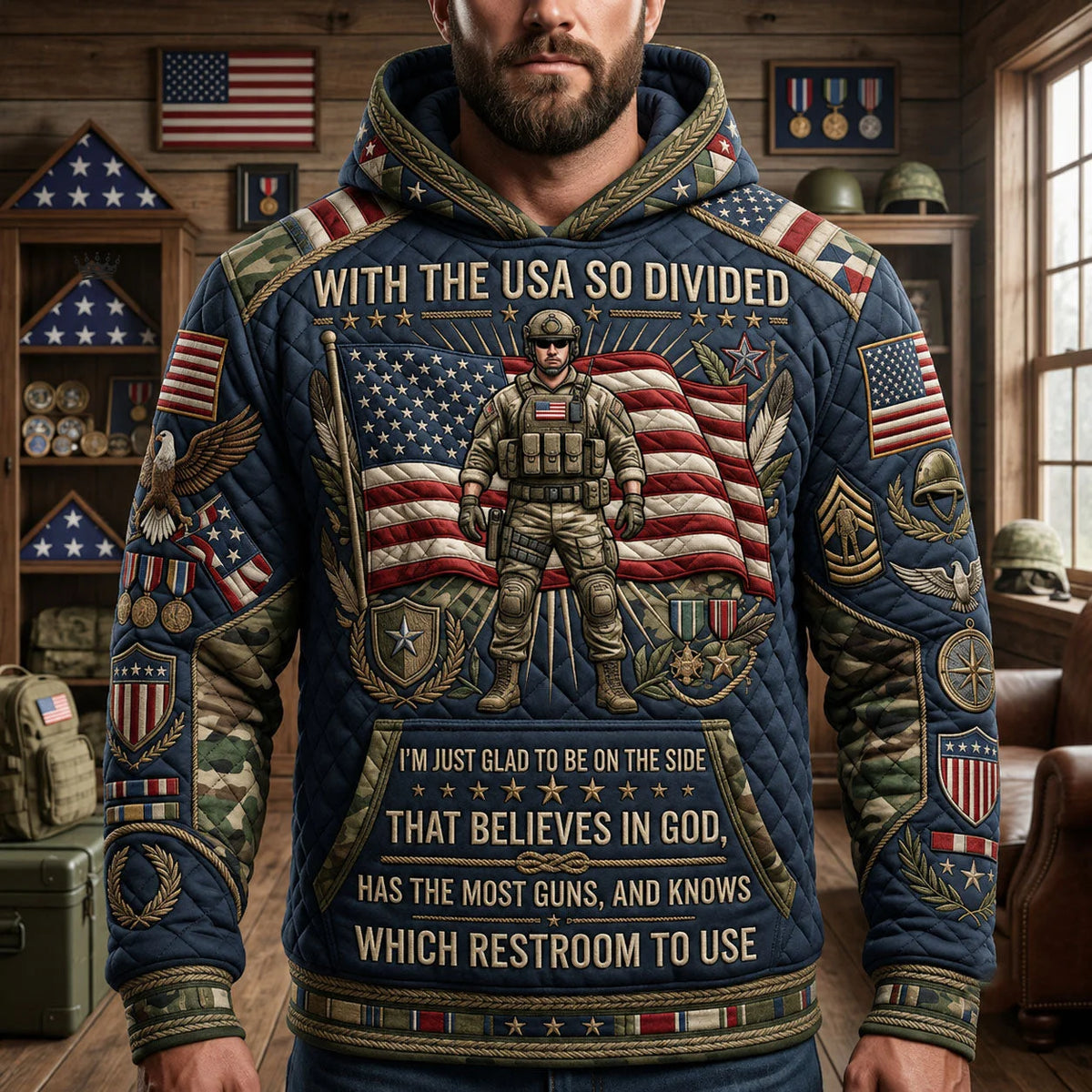 US Veteran Pride Believes In God Hoodie Republican Patriotic Apparel