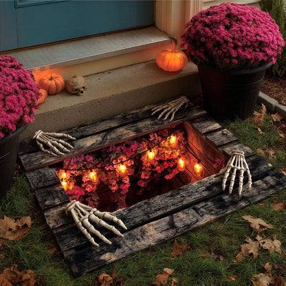 Hellfire Below Halloween Doormat Creepy Halloween House Decorations Presents For Skeleton Lover