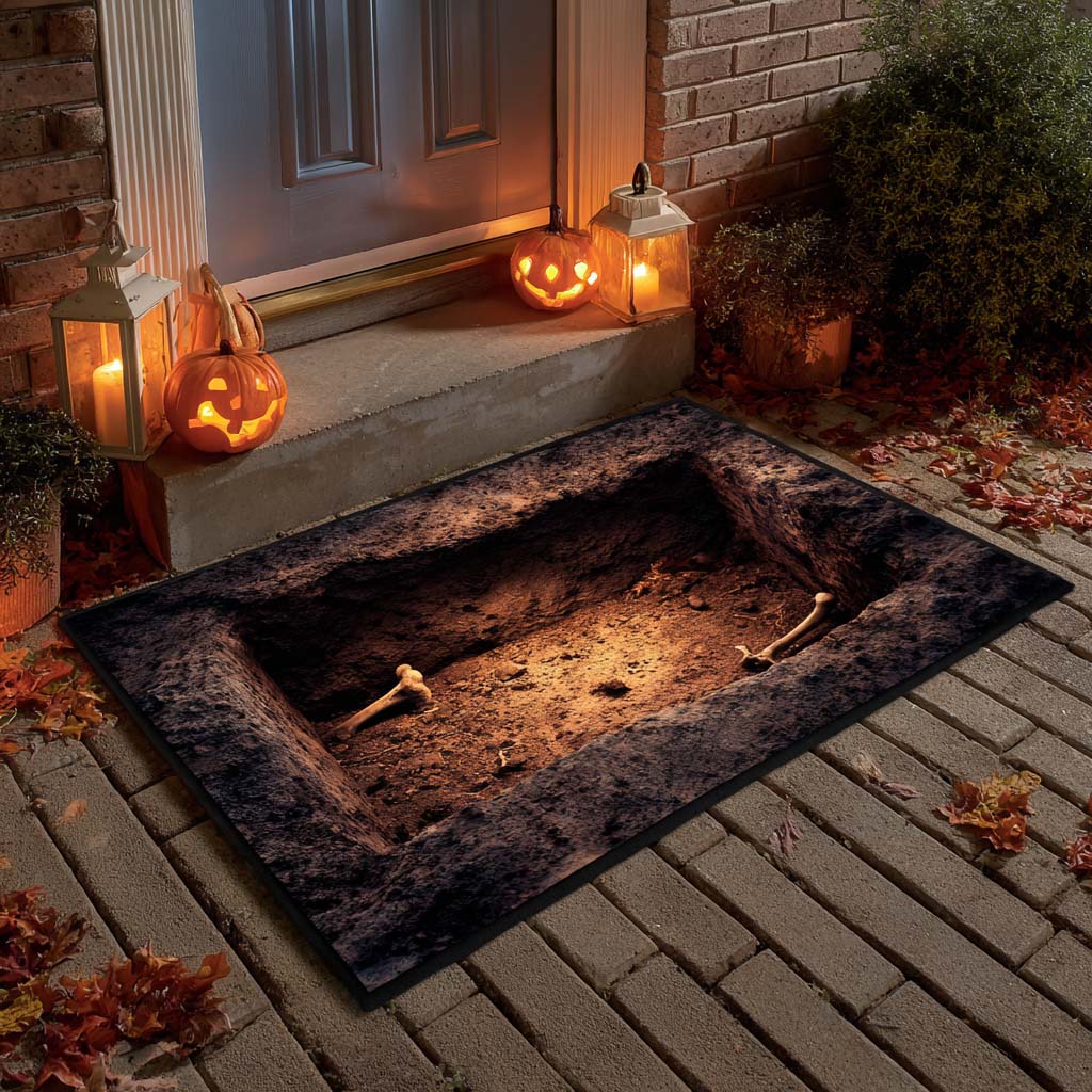 Empty Grave Halloween Doormat Creepy Halloween House Decorations Scary Gifts For Friends