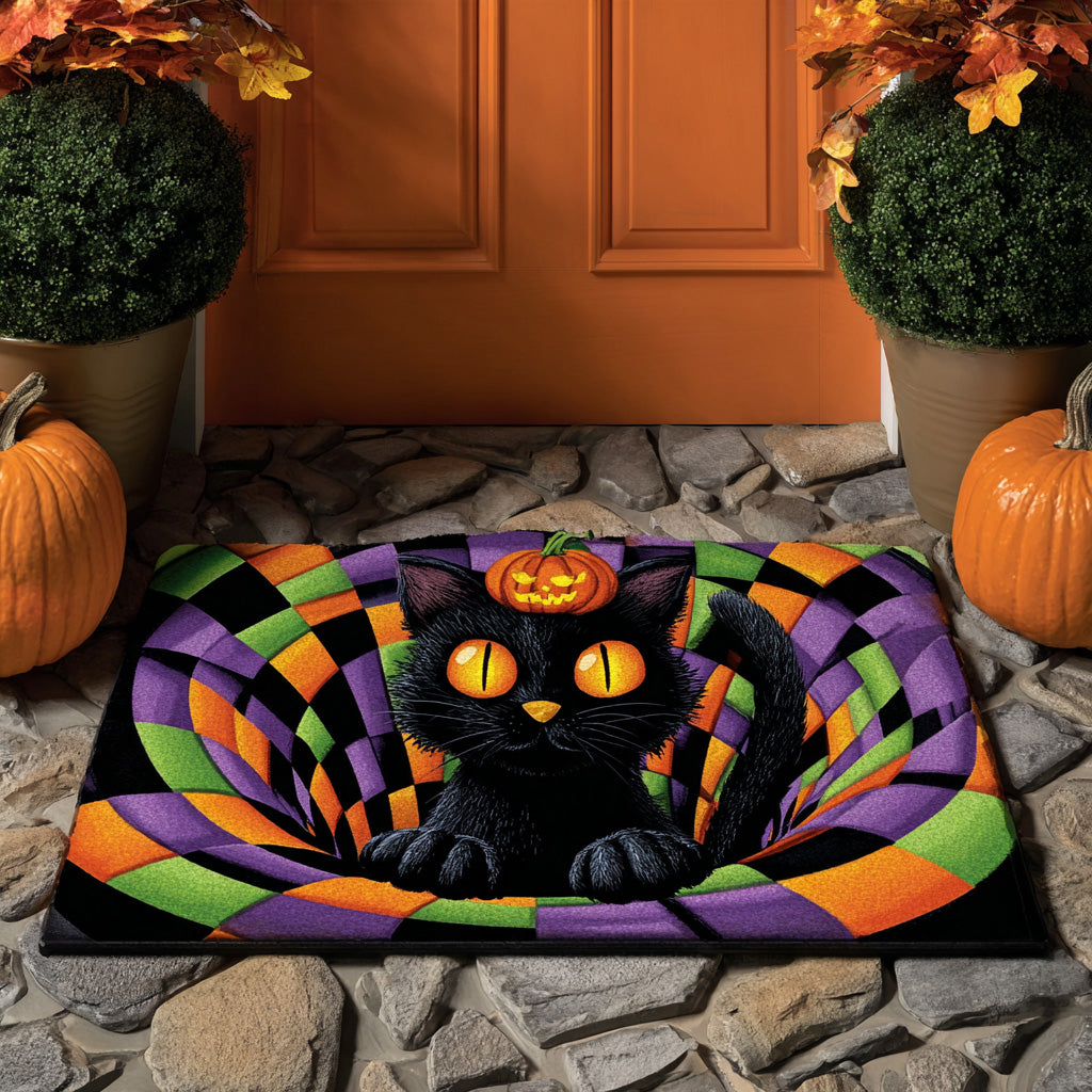 Black Cat Jack Glow Doormat Cute Halloween Decorations Presents For Cat Mom