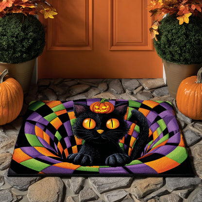 Black Cat Jack Glow Doormat Cute Halloween Decorations Presents For Cat Mom