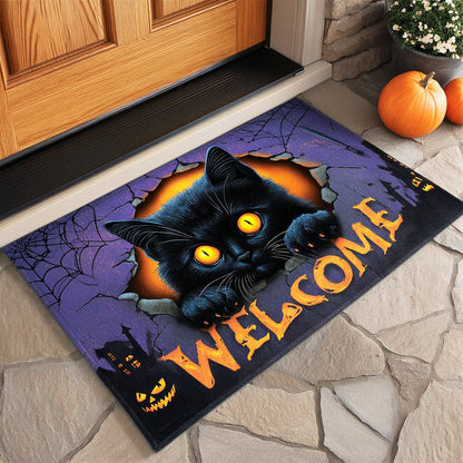 Cat Hollow Gate Shadow Halloween Doormat Halloween Entrance Way Ideas Gifts For Wife