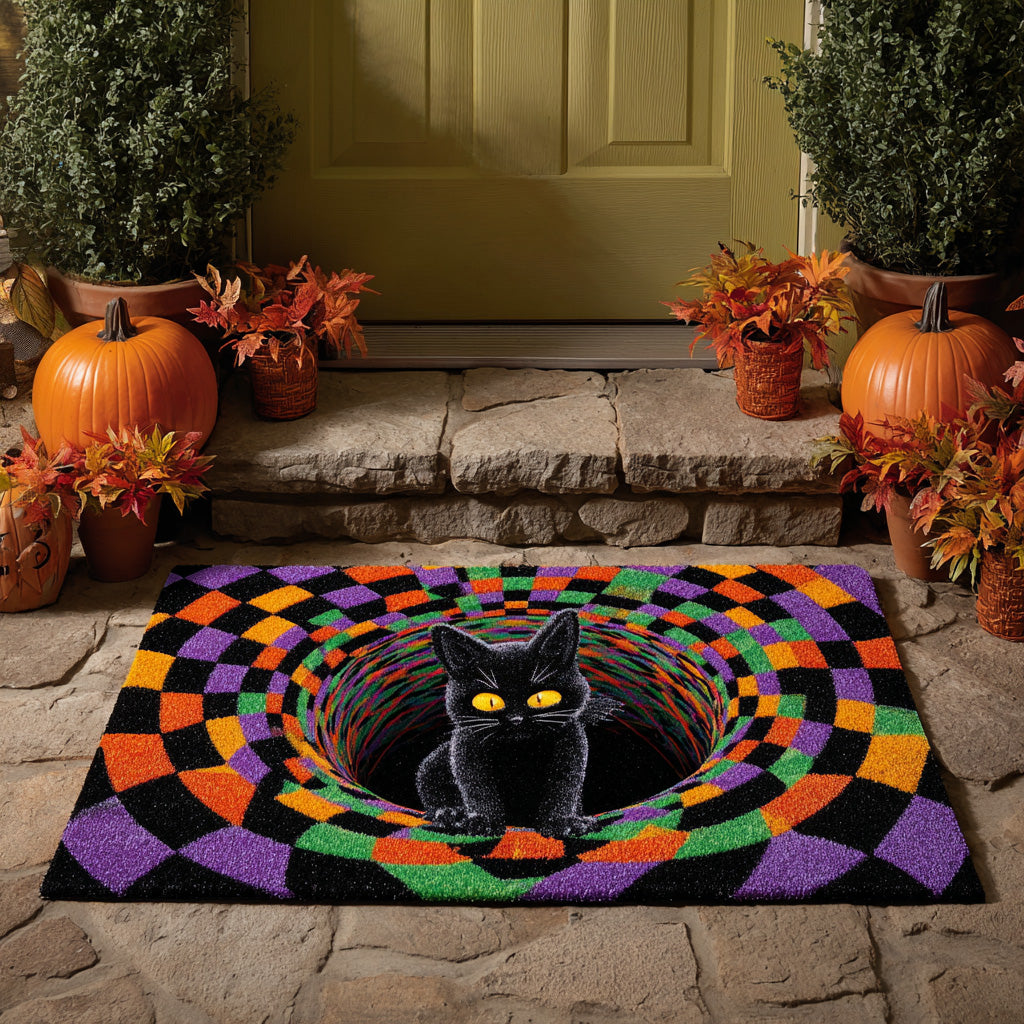 Cat Spooky Spiral Halloween Doormat Home Front Door Design Cat Lovers Halloween Gifts