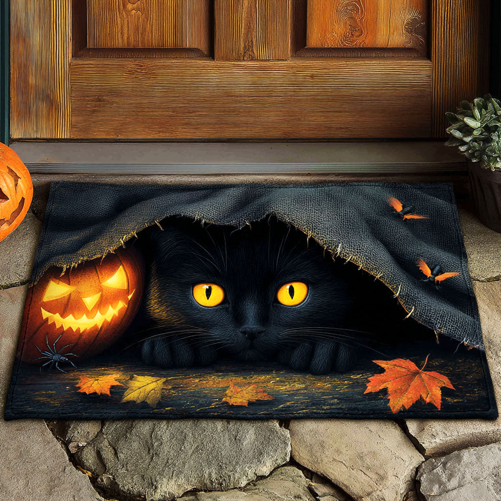 Cat Haunted Pumpkin Cloak Halloween Doormat Front Door Halloween Decor Gifts For Cat Lovers