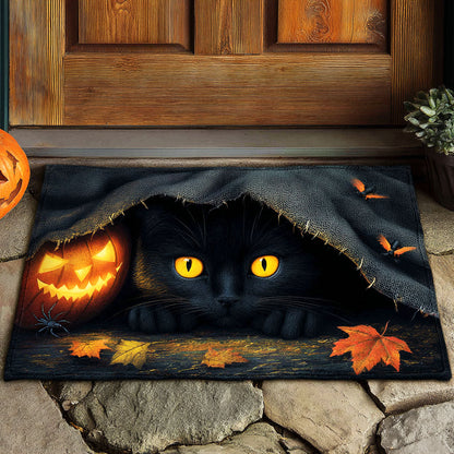 Cat Haunted Pumpkin Cloak Halloween Doormat Front Door Halloween Decor Gifts For Cat Lovers