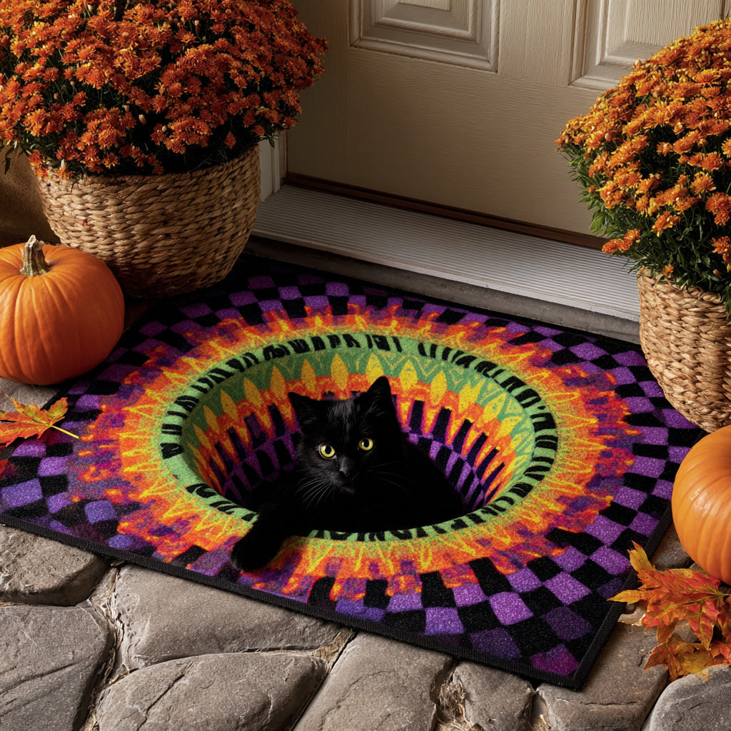 Black Cat Mystic Stare Halloween Doormat Halloween Home Decor Gifts Ideas For Cat Lovers