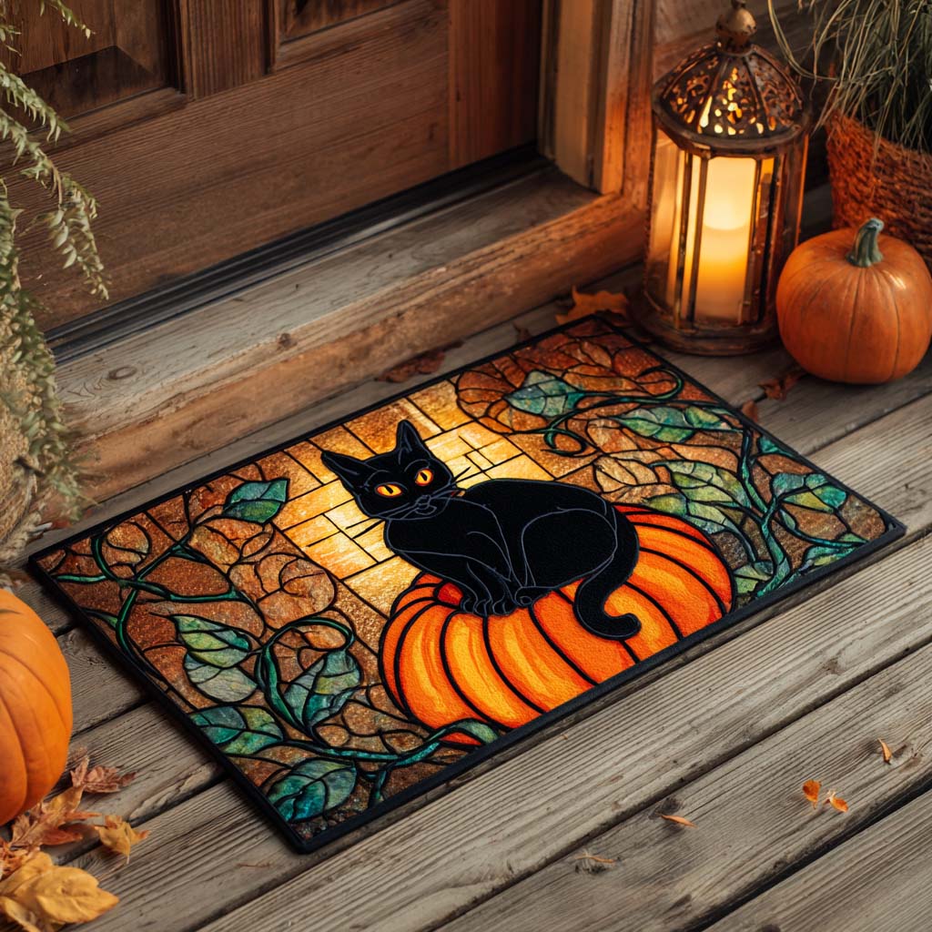 Glass Cat Light Halloween Doormat House Decor Halloween Gifts For Cat Lovers