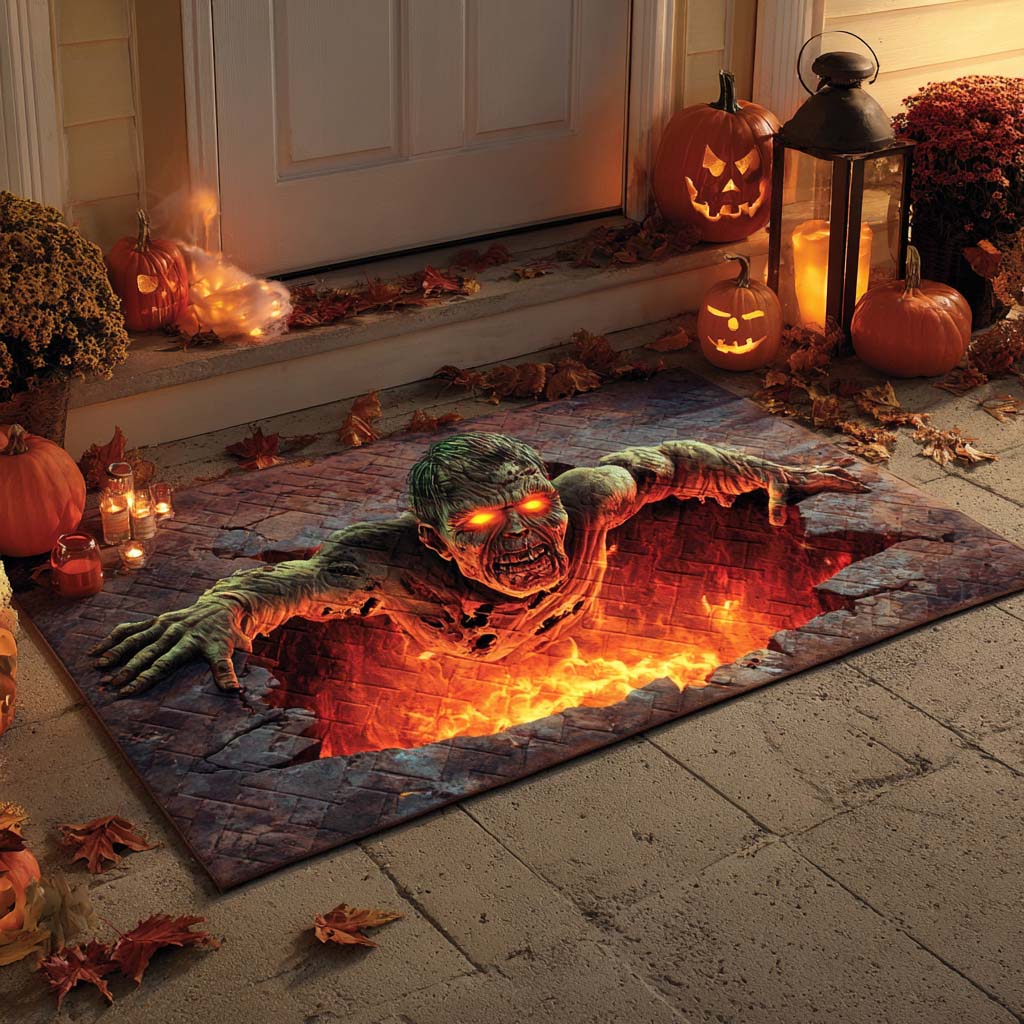 Zombie Rise Halloween Doormat Spooky Season Decor Halloween Gifts For Zombie Lovers