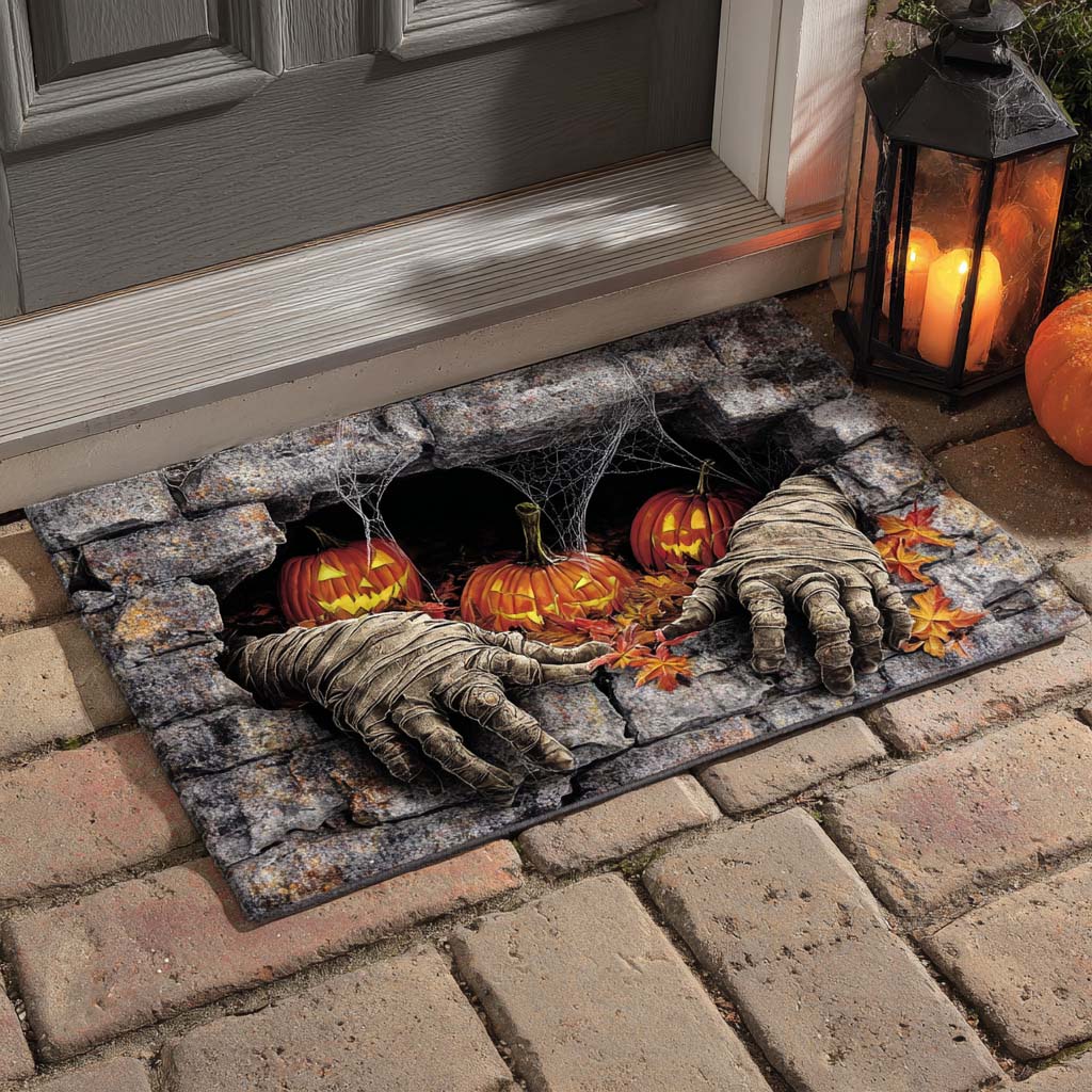 Pumpkin Lair Mummy Halloween Doormat Front Door Halloween Decor Gifts For Mummy Lovers