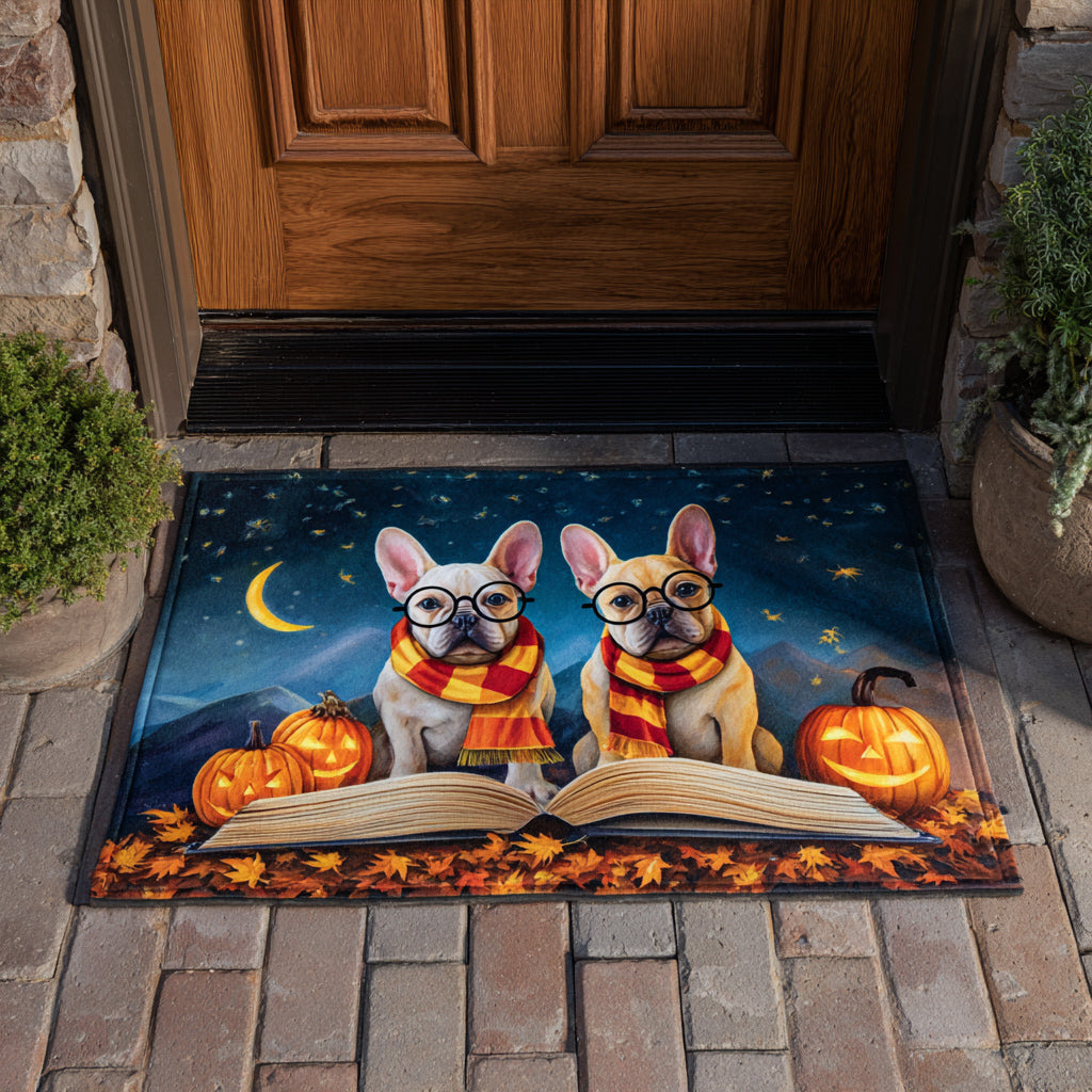 Reading French Bulldog Halloween Doormat Halloween Front Door Decor Gifts For Bulldog Lovers